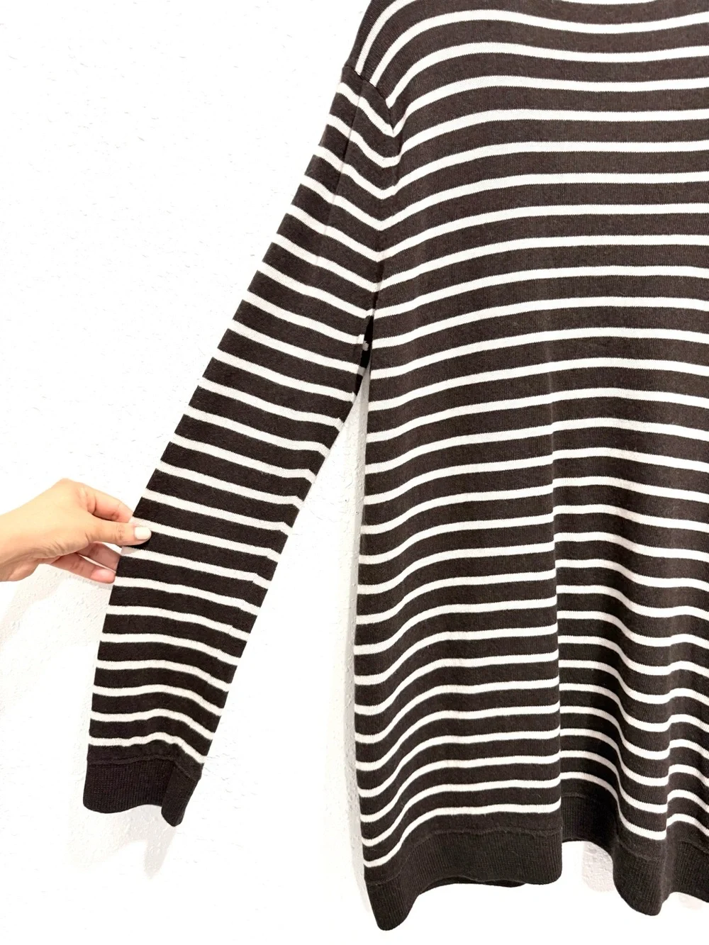 Tory Burch Striped V-Neck Pocket Tunic Sweater XL